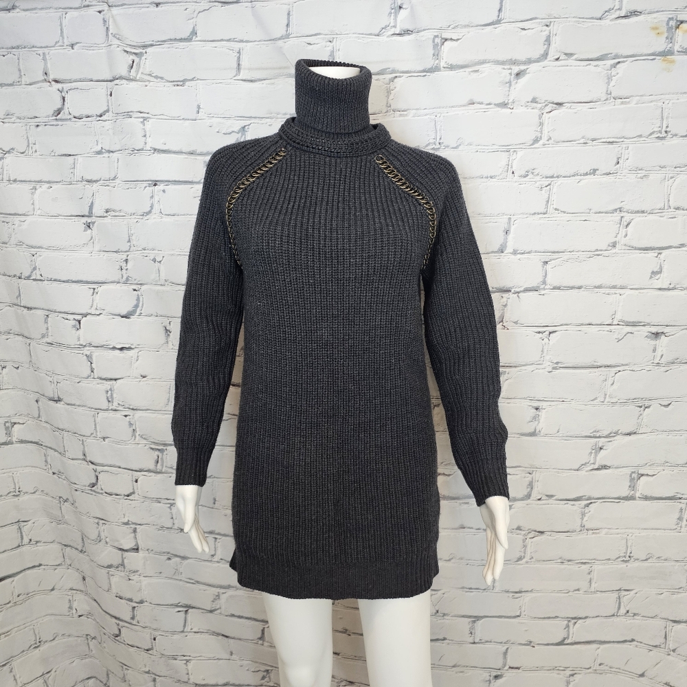 Tory Burch Mckenna Gray Wool Sweater Tunic